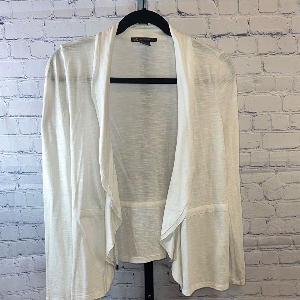 Armani Exchange White Open Front Cardigan Sz Small